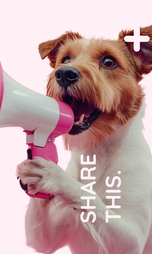 Share this - Dog with megaphone